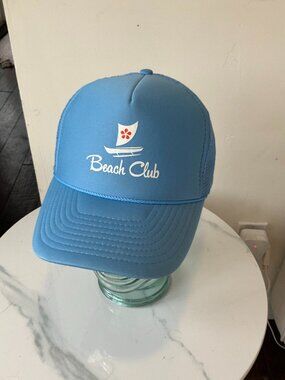 Vintage Nissin Beach Club Blue Mesh Rope Trucker Hat